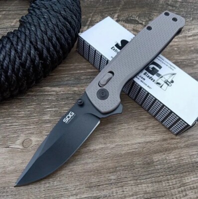 SOG Terminus XR Folder 3'' CRYO D2 Steel BLACK Blade GRAY Handle Knife FREE GIFT