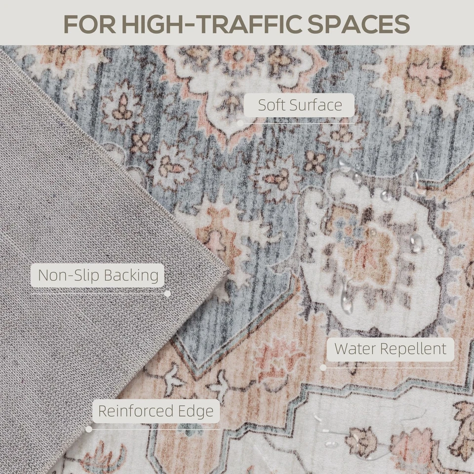 Alfombra Lavable, Alfombra Envejecida Interior Vintage 8'x10', Cubierta de Piso Retro... Foto 3 de 4