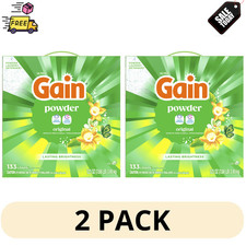 2 Pack Gain Powder Detergent each 123oz Original Scent 266 Loads Laundry 0.19 per gallon