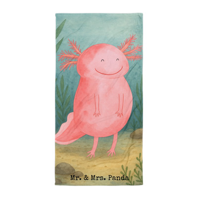 XL Badehandtuch Axolotl Glücklich Design - Geschenk Axolot gut Gelaunt Lurch