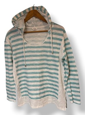 Tribal Jeans Lightweight Striped Hooded Pullover Top Women s XL