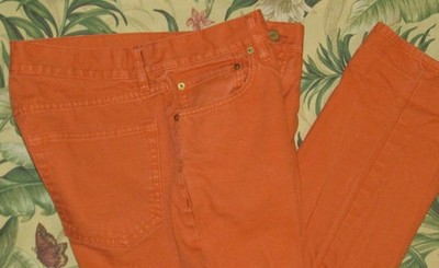 SID MASHBURN Orange Canvas Button Fly Chino Pants 33 x 32