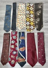 Vintage Mixed Lot Of 10 ties 60  s, 70  s, 80  s Silk, Polyester, Slim, Wide,  Reg