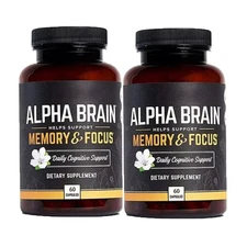 2PCS Alpha Brain Memory And Focus 60 Capsules Supplement For Men & Women