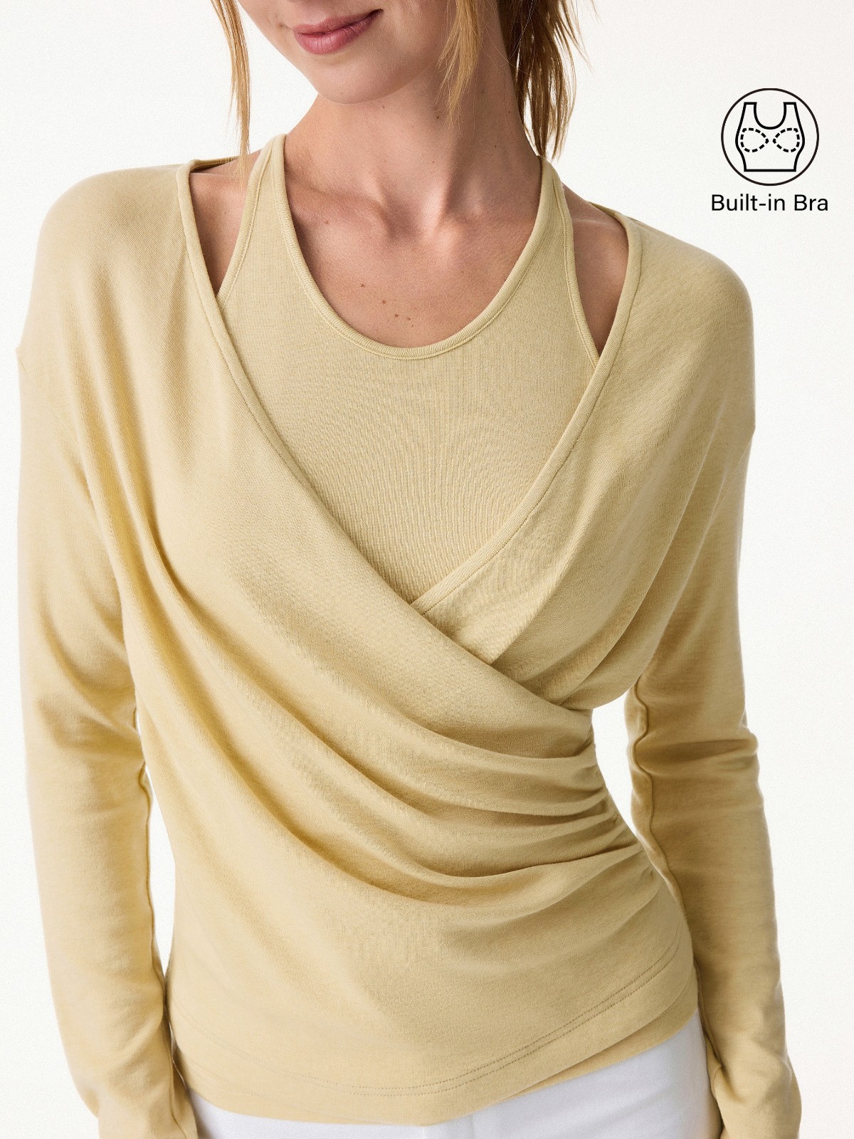 Women's 2Pc Cami & Surplice Ruched Top Summer Set, Biscotti