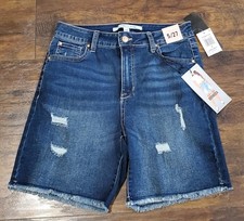 Celebrity Pink Hi Rise Denim Fray Bermuda Distressed Shorts Junior Size 5 New