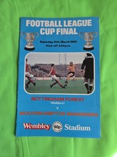 1980 League Cup Final Programme Nottingham Forest V Wolverhampton Wanderers Good