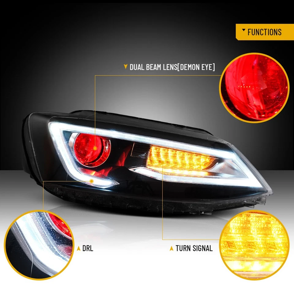 Juego de faros LED DRL para Volkswagen Jetta 2011-2018 VLAND con reemplazo de ojos de demonio Foto 2 de 4
