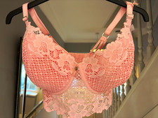 Boux Avenue Ivana Longline Candy Pink Floral Lace Underwired Bra 32G 102544