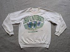 Vintage Ohio Bobcats Sweatshirt Mens Large White NCAA College Decotex Crewneck