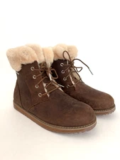EMU Australia Shoreline Boots 8 Eu 39 Brown Leather Sheepskin Shearling Warm Dry
