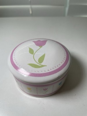 Vintage 1987 FTDA Ceramic Pink Candle In Trinket Box Made In Korea - Used