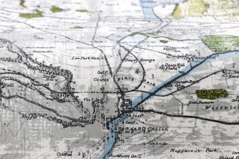 Screen Print Fabric Cotton Canvas 44" W. X 2 Yard Heavyweight Map Travel - Image 4 of 4