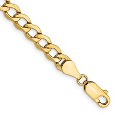 10k Yellow Gold 5.25mm Semi-Solid Curb Link Chain Bracelet 8"