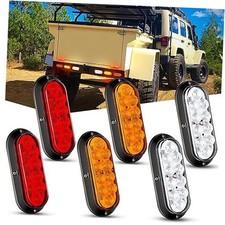 6 Inch Oval Red White Amber LED Trailer Red/White/Amber Lights Screws 6PCS