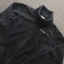 Columbia Fleece Jacket Youth Boys Medium 10/ 12 Black Full Zip Mock Neck Outdoor