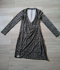 Gap Black Abstract Print Stretch Dress Mock Wrap Work Smart Office UK10/12 (M)