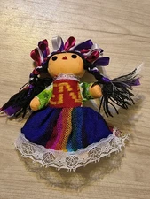 Mexican Handmade Rag Doll with Traditional Dress 7" Assorted Colors