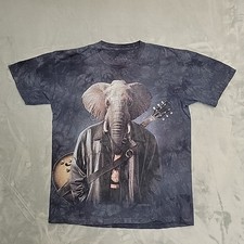 The Mountain Shirt Mens L Blue Tie Dye Manimal Elephant Guitar Musician Nature T