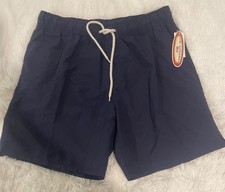 NWT Navy Blue Swim Trunks size L draw string mesh lined with pockets