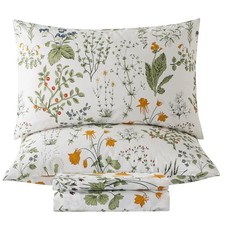 Size Sheets 100 Percale Cotton Floral Bed Sheet Set Yellow Flower King Green