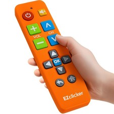 EZclicker Big Button Universal TV Remote Orange Simple Easy to Use, Orange