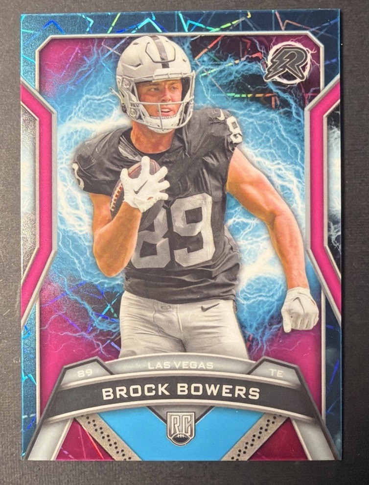 2024 Topps Resurgence - (RC) Brock Bowers #147 Sky Blue & Pink Shock Refractor