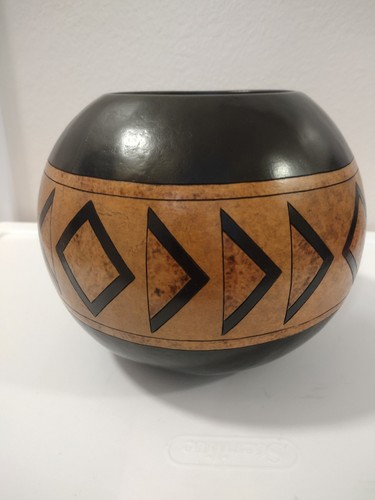 Vtg Southwest Native American Style Hand Carved Painted Decor Gourd Bowl Signed - Bild 3 von 9