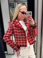ZARA ZW COLLECTION TEXTURED BLAZER Red XS 2747/913/600