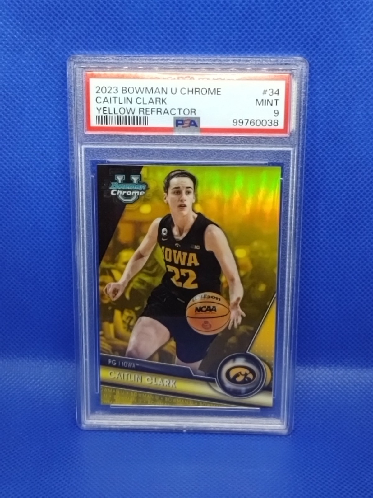 2023-24 Bowman U Chrome Yellow Refractor 50/75 Caitlin Clark #34 PSA 9