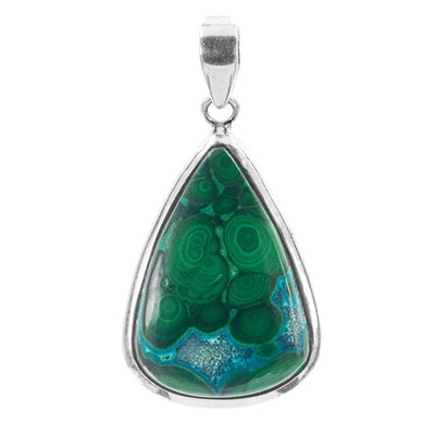 Halskette Anhänger Chrysocolla Träne 925 Sterling Silber Versch. Ketten Auswahl