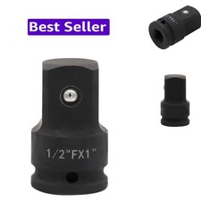 Impact Socket Adapter and Reducer 1/2 Inch Drive F to 1 Inch M, Chrome Molybd...