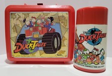Vintage 1986 Disney Duck Tales Aladdin Red Lunch Box And Thermos Set