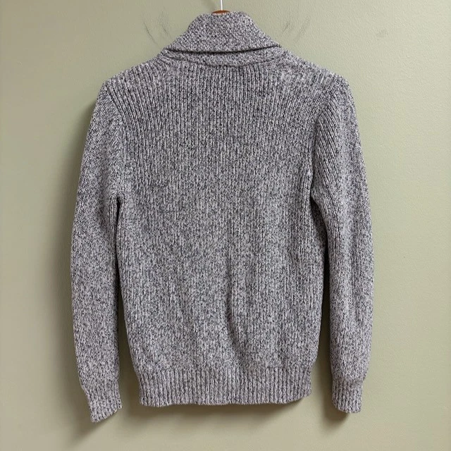 Cárdigan cuello chal Faherty para hombre S gris jaspeado algodón cachemir pescador Foto 3 de 4