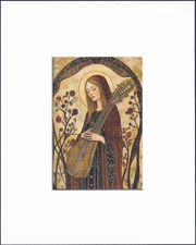8X10" Matted Print Religious Christian Art Picture: Mary Magdalene Playing Lute