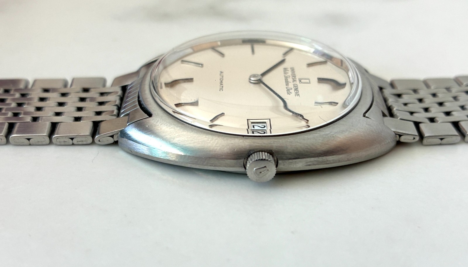 Universal Geneva White Shadow Date Automatic Micr… - image 12