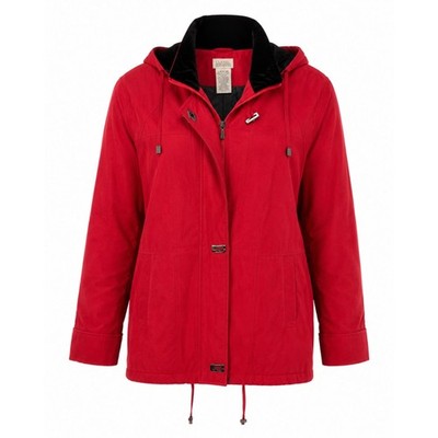 Classic Elements Red Hooded Faux Suede Jacket Women's Large 14-16