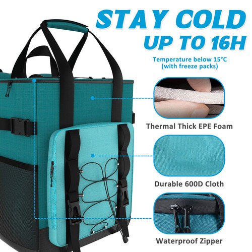 Backpack Cooler Insulated Leakproof Waterproof Outdoor Beach Travel Picnic Bag - Picture 3 of 11