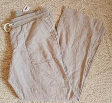 Athleta Retreat Linen Pant Women  s Size 8 Tan Striped 8845