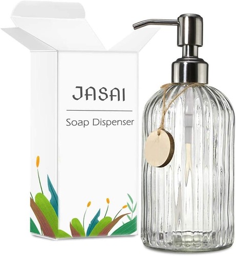 18 Oz Clear Glass Soap Dispenser with Rust Proof Stainless Steel Pump - Picture 8 of 8