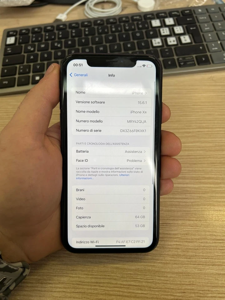 SMARTPHONE APPLE IPHONE XR 64GB IOS ORIGINALE NERO RETRO CREPATO FACE ID PROBLEM - Immagine 4 di 4