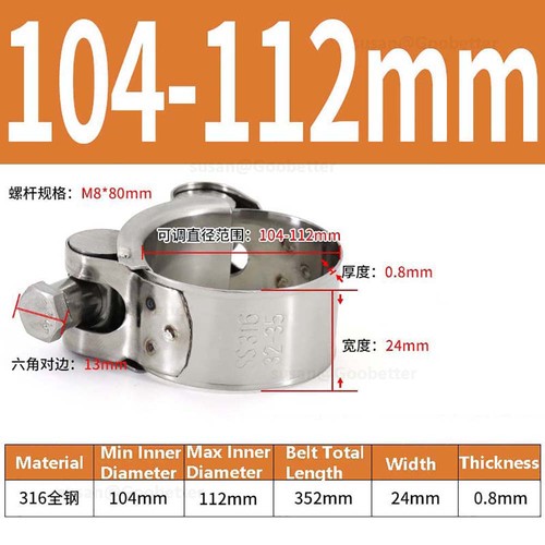 Hose Clamps Clips Stainless Steel Heavy Duty T Bolt Exhaust Jubilee Type Clip - Picture 44 of 60