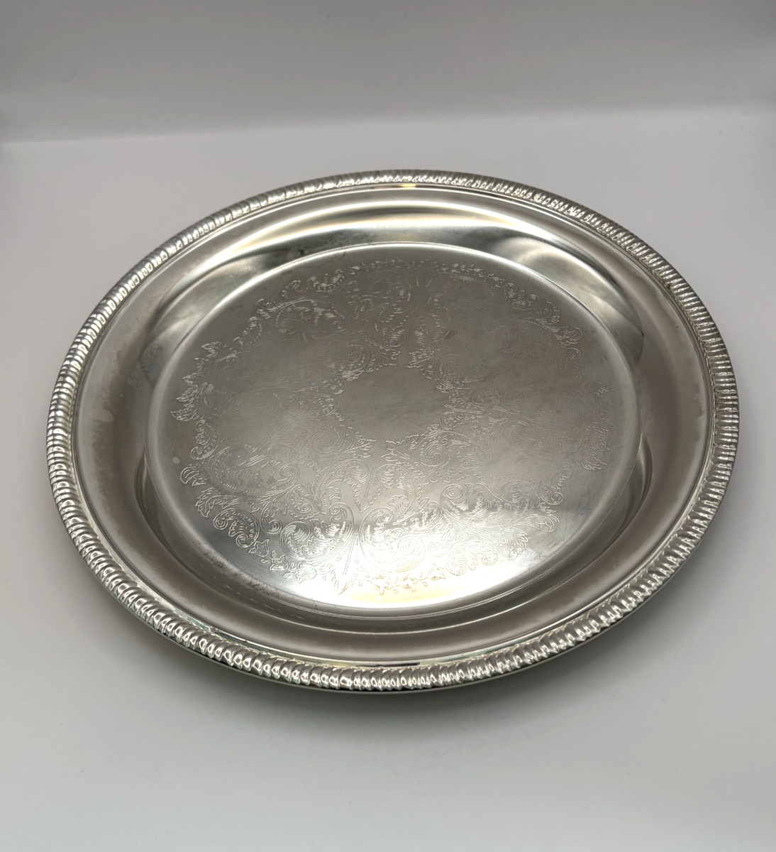 Vintage International Silver Co. Round Silver Serving Tray
