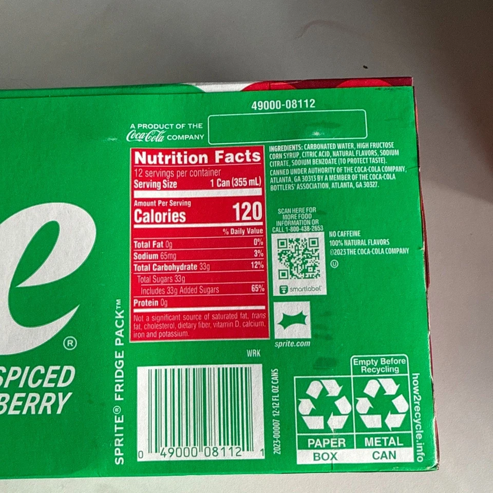 IN HAND FREE SHIP | Sprite Spiced Cranberry 12oz 12pk Holiday Edition - Image 2 of 3