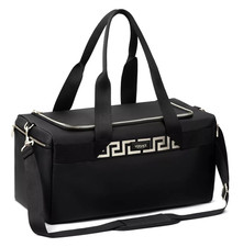 NEW MAN VERSACE FRAGRANCES BLACK SILVER DUFFLE OVERNIGHT WEEKENDER TRAVEL BAG