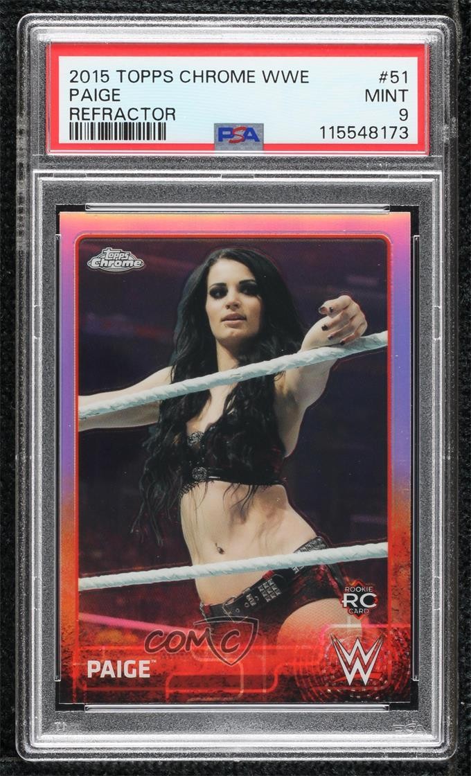 2015 Topps Chrome WWE Refractor Paige #51 PSA 9 MINT Rookie RC 08j3