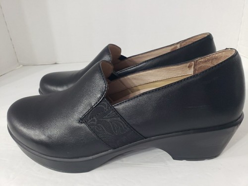 Dansko Jessica schwarze Nappaleder Blumenbesatz Clog Slipper Schuhgröße 38 / US-7,5 - Bild 5 von 9