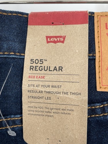 NWT Men’s Levi Strauss 505 Regular Eco Ease Jeans 34X32 Straight Leg Stretch - Picture 7 of 14