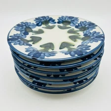 (7) Louisville Stoneware Blue Cornflower Bachelor Button Dessert Plates PERFECT!