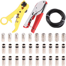 Coax Cable Crimper Kit Coaxial Compression Tool Adjustable for RG6 RG59 with Coa